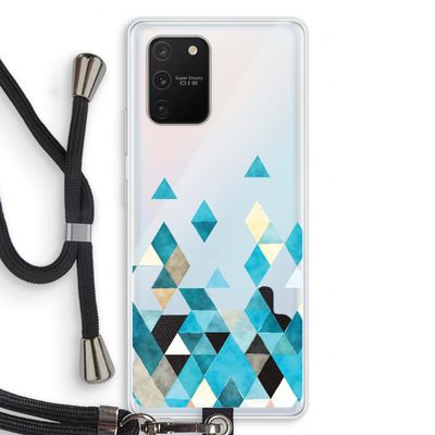 Gekleurde driehoekjes blauw: Samsung Galaxy S10 Lite Transparant Hoesje met koord