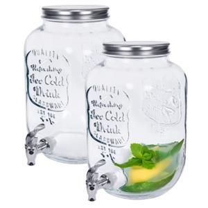 Alessandro Drankdispenser Sol - 2x - 6 liter - glas - limonadetap - waterdispenser