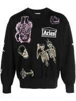 Aries sweat à logo imprimé poitrine - Noir