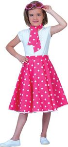 Rock and roll rok kind met sjaaltje roze/wit