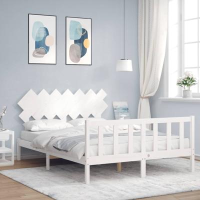 Bedframe zonder matras massief grenenhout wit 140x190 cm