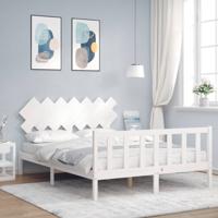 Bedframe zonder matras massief grenenhout wit 140x190 cm