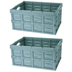 Vouwkrat - 3x - mintgroen - 53 x 40 x 26 cm - 45 liter - inklapbaar - boodschappenkrat -kratje