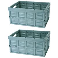Vouwkrat - 3x - mintgroen - 53 x 40 x 26 cm - 45 liter - inklapbaar - boodschappenkrat -kratje Vouwkrat - 3x - mintgroen - 53 x 40 x 26 cm - 45 liter - inklapbaar - boodschappenkrat -kratje