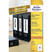 Rug-insteekkaart avery smal 30x190mm wit