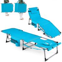 Opvouwbare Tuinstoel Ligstoel met Uitsparingen voor Gezicht en Armen Ligstoel met Verstelbare Rugleuning en Voetsteun