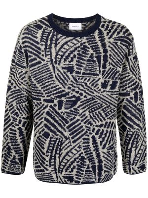 Ports V pull à motif abstrait - Bleu