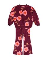 051 Kinder Kledingset Trui En Legging Bloemen Bordeauxrood (bordeauxrood)