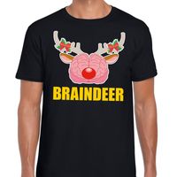 Foute Kerst t-shirt braindeer zwart voor heren - thumbnail