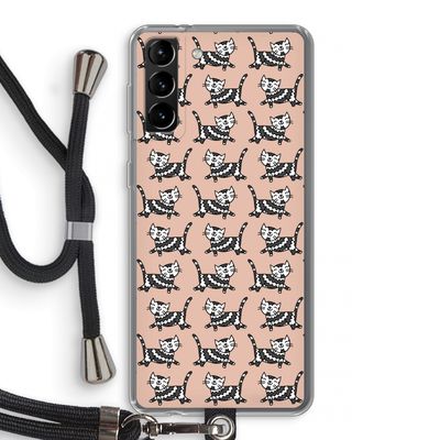 Zwarte poes: Samsung Galaxy S21 Plus Transparant Hoesje met koord