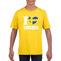 Geel I love Zweden fan shirt kinderen