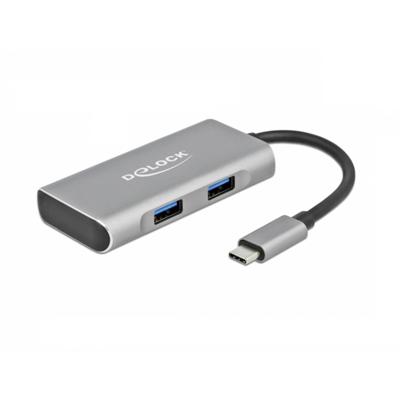 Delock 63260 USB-C (USB 3.2 Gen 2) multiport hub 4 poorten Grijs