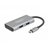 Delock 63260 USB-C (USB 3.2 Gen 2) multiport hub 4 poorten Grijs
