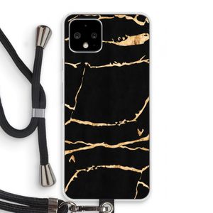 Gouden marmer: Pixel 4 Transparant Hoesje met koord