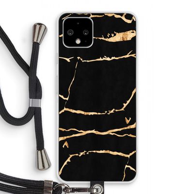 Gouden marmer: Pixel 4 Transparant Hoesje met koord