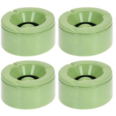 Stormasbak - Set van 4x stuks - terras asbakken - groen - 12 x 6 cm - Dolomiet kunststeen - buiten -