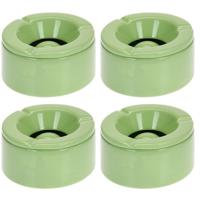 Stormasbak - Set van 4x stuks - terras asbakken - groen - 12 x 6 cm - Dolomiet kunststeen - buiten -