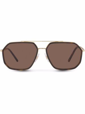 Dolce & Gabbana Eyewear lunettes de soleil à monture aviateur - Marron