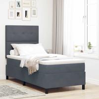 Boxspringbed met matras fluweel donkergrijs 100x200 cm