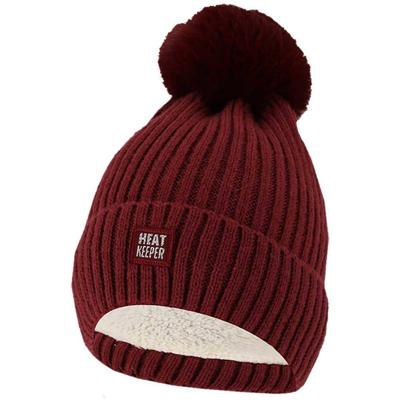 Heatkeeper Thermo Muts met Pompon Dames Burgundy