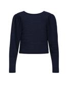 NoBell winter jersey crop top meisjes - navy blauw - Kysa - strikdetails, gestructureerd