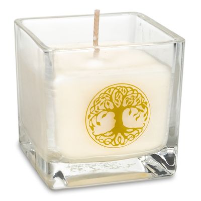 Geurkaars in Glas &apos;Levensboom&apos; - Koolzaadwas Ecologische (6 x 6 x 6 cm)