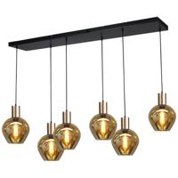 Masterlight Zwarte hanglamp met goudBounty 6-lichts rond glas - 2471-05-02-130-25-63