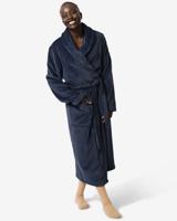 HEMA Badjas rib fleece donkerblauw (donkerblauw)