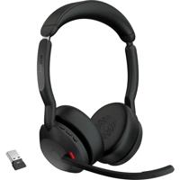Jabra evolve2 55, uc on-ear headset (zwart, stereo, usb-a, link380a, gecertificeerd voor google meet en zoom)