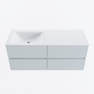 MONDIAZ VICA 120cm badmeubel onderkast Clay 4 lades. Wastafel CLOUD links 1 kraangat, kleur Talc.