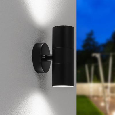 Blenda LED Wandlamp - 10 Watt 800 lumen - IP44 Waterdicht - GU10 vervangbare lichtbron - 6000K Daglicht Wit - Dimbaar - Binnen en buiten - Up & Down Light - Zwart