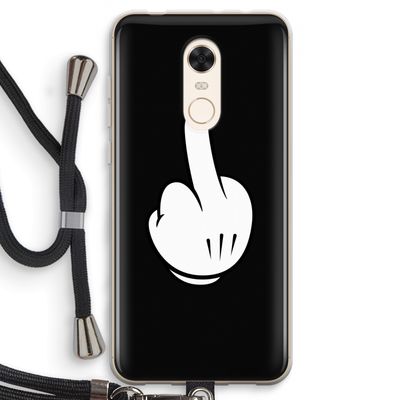 Middle finger black: Xiaomi Redmi 5 Transparant Hoesje met koord