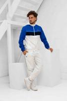 Lacoste Diamond Trainingspak Heren Wit/Blauw - Maat S - Kleur: WitBlauw | Soccerfanshop