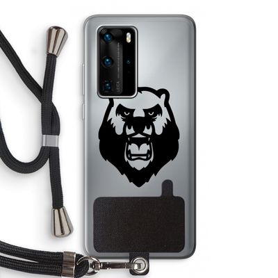 Angry Bear (black): Huawei P40 Pro Transparant Hoesje met koord