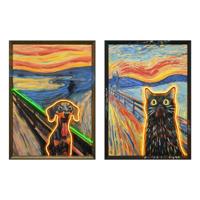 Schilderij met LED Home ESPRIT Modern dieren 53 X 3,7 X 73 CM (2 Stuks)