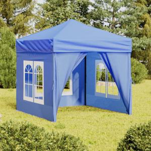 Partytent inklapbaar met zijwanden 2x2 m blauw