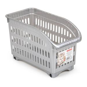 Plasticforte opberg Trolley Container - zilver - op wieltjes - L30 x B15 x H18 cm - kunststof - Opberg trolley