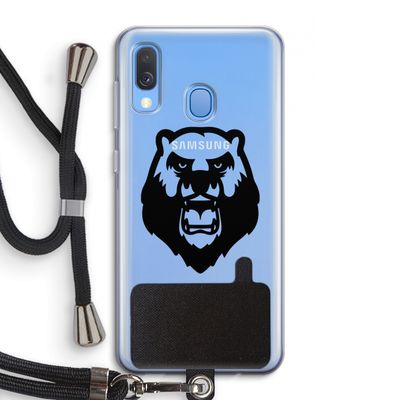 Angry Bear (black): Samsung Galaxy A40 Transparant Hoesje met koord