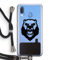 Angry Bear (black): Samsung Galaxy A40 Transparant Hoesje met koord