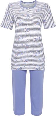 Katoenen bloemen pyjama blauw