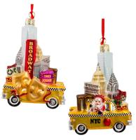 Kurt S. Adler NYC Santa In Taxi Glazen Kersthanger Kurt S. Adler NYC Santa In Taxi Glazen Kersthanger