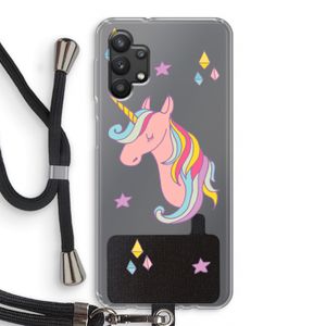Roze eenhoorn: Samsung Galaxy A32 5G Transparant Hoesje met koord