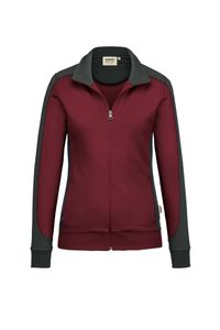 Hakro 277 Women's sweat jacket Contrast MIKRALINAR® - Burgundy/Anthracite - M