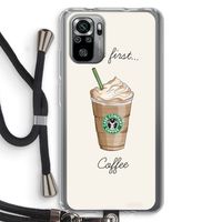 But first coffee: Xiaomi Redmi Note 10S Transparant Hoesje met koord
