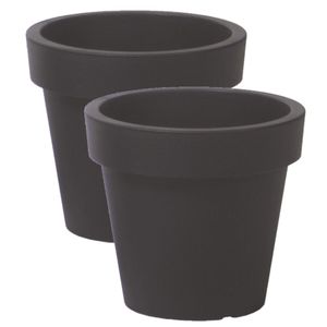 4x stuks basic plantenpot/bloempot kunststof dia 13.5 cm/hoogte 12 cm antraciet grijs