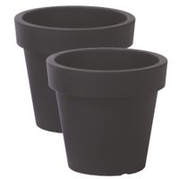 4x stuks basic plantenpot/bloempot kunststof dia 13.5 cm/hoogte 12 cm antraciet grijs - thumbnail