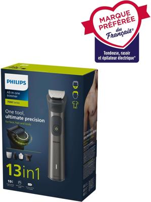Multifunctionele trimmer - PHILIPS - MG7920/15 Serie 7000 - 5 W - 60 min - Snel opladen - 13 accessoires - Donkergrijs