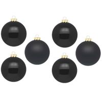 Grote kerstballen - 6x st - zwart - 10 cm - glas - glans/mat