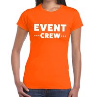 Event crew / personeel tekst t-shirt oranje dames - thumbnail