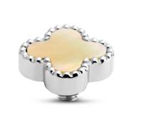 Melano Twisted Gem Clover Steentje Yellow Shell | Zilver